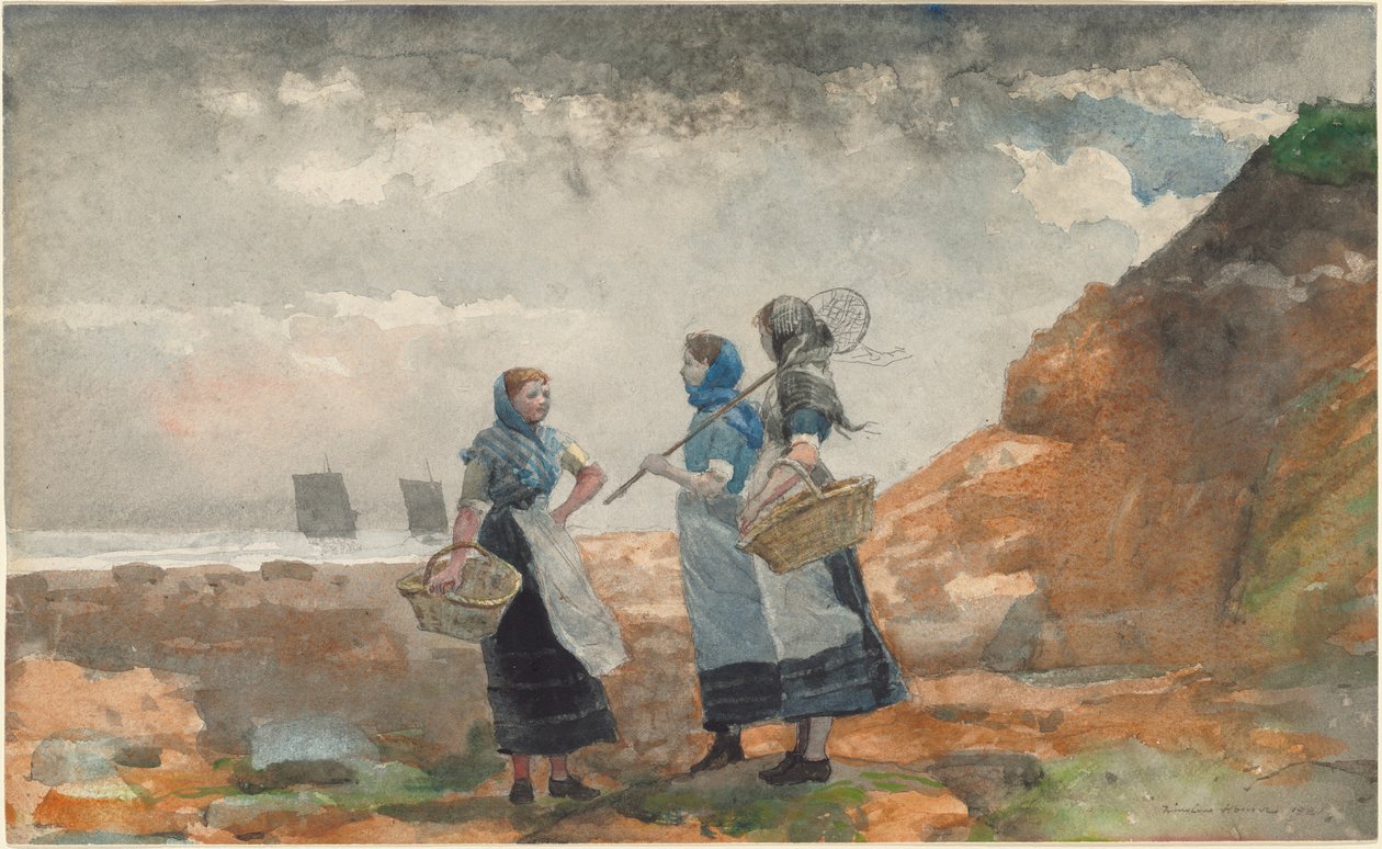 Drei Fischerinnen, Tynemouth von Winslow Homer