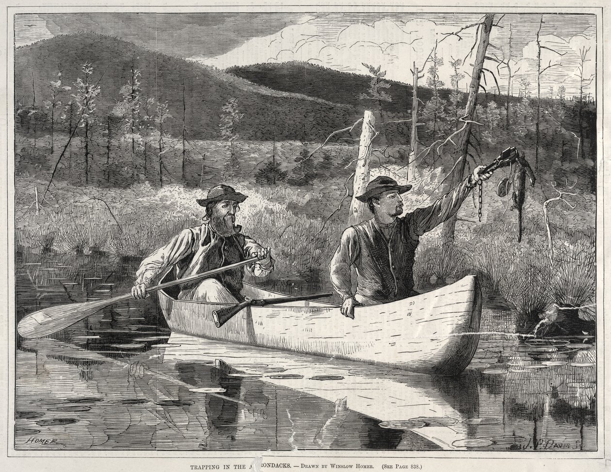 Fallenstellen in den Adirondacks, 1870 von Winslow Homer