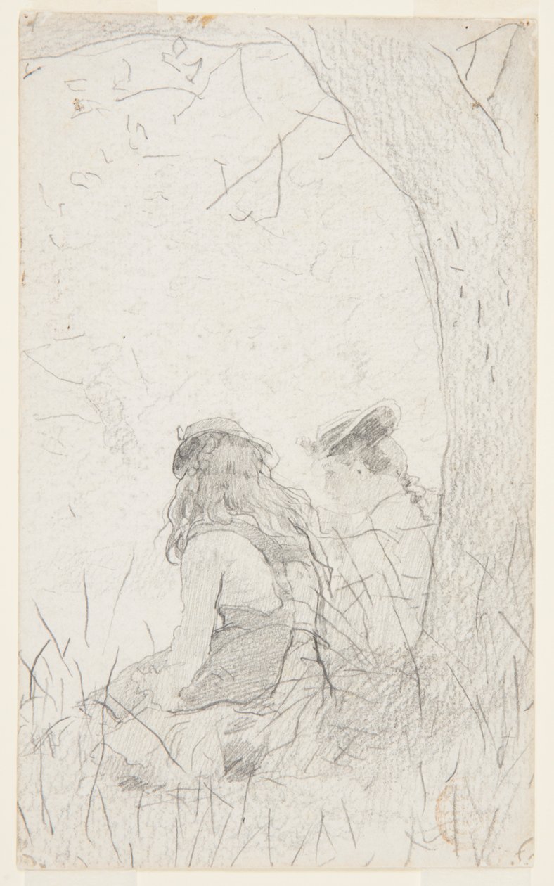 Zwei Mädchen auf einer Bank sitzend von Winslow Homer