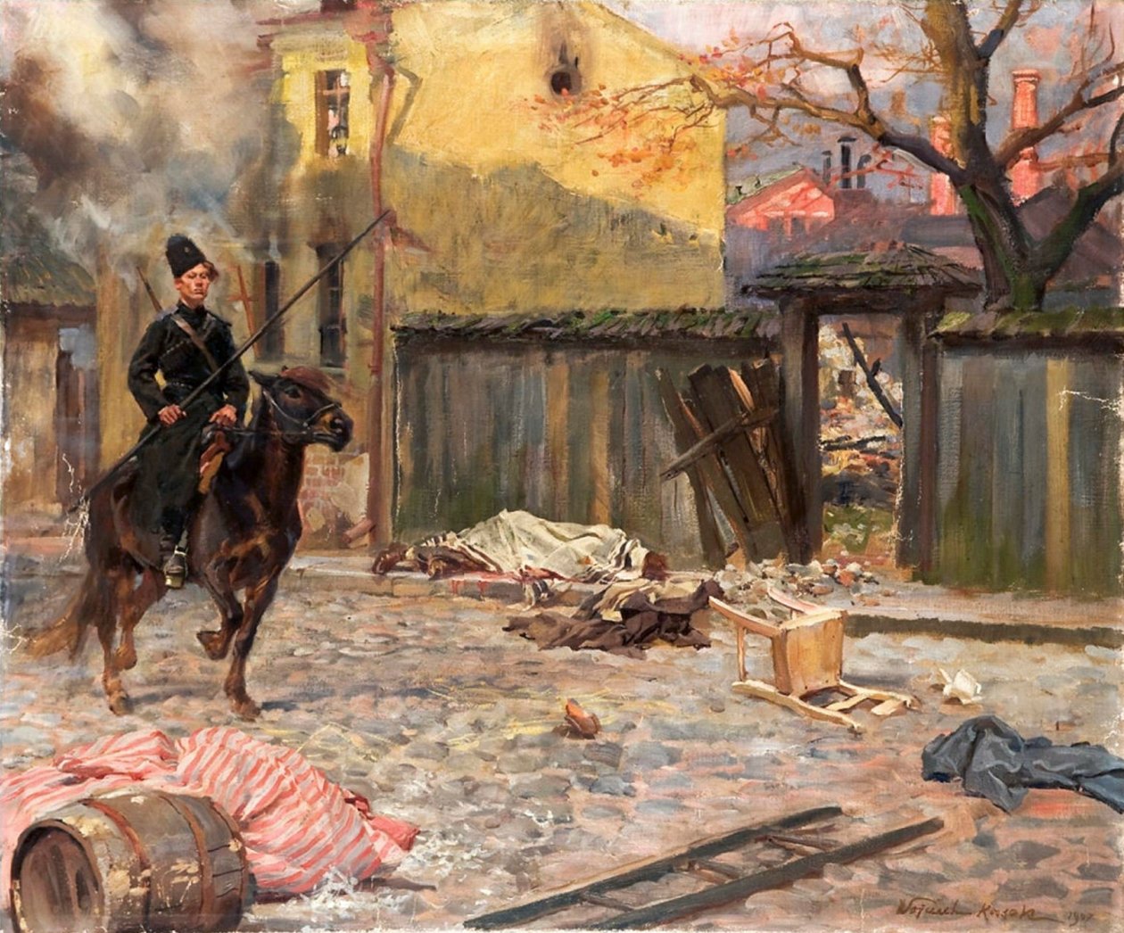 Der Überfall Pogrom, 1907 von Wojciech Kossak