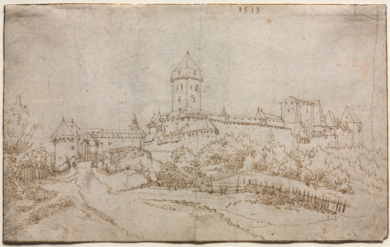 Ansicht einer Burg (recto), 1513 von Wolfgang Huber