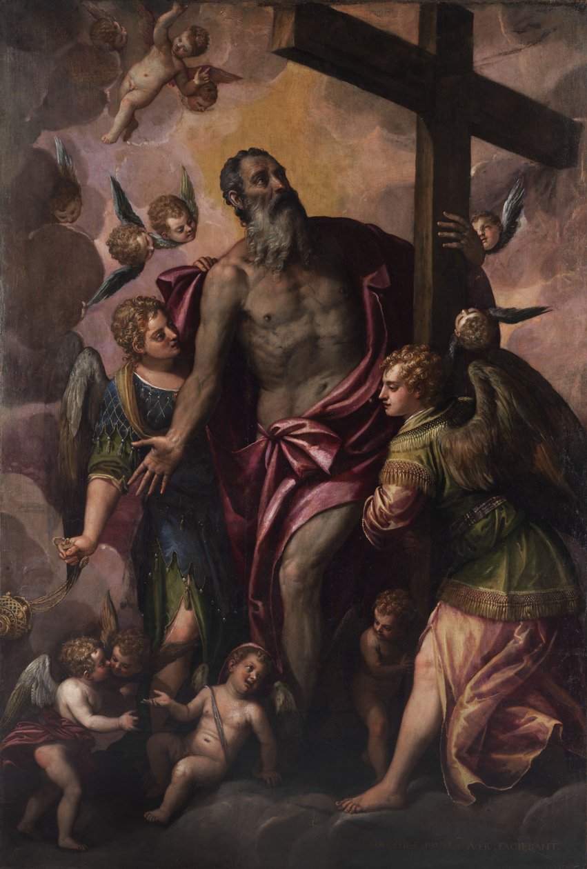 Gottvater hält das Kreuz seines Sohnes von Workshop of Paolo Veronese