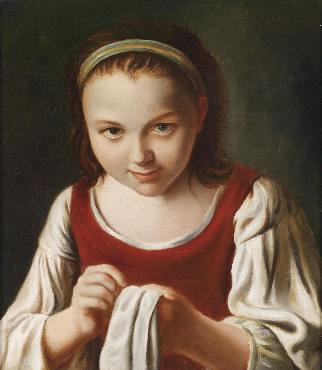Ein nähendes Mädchen von Pietro Antonio Rotari