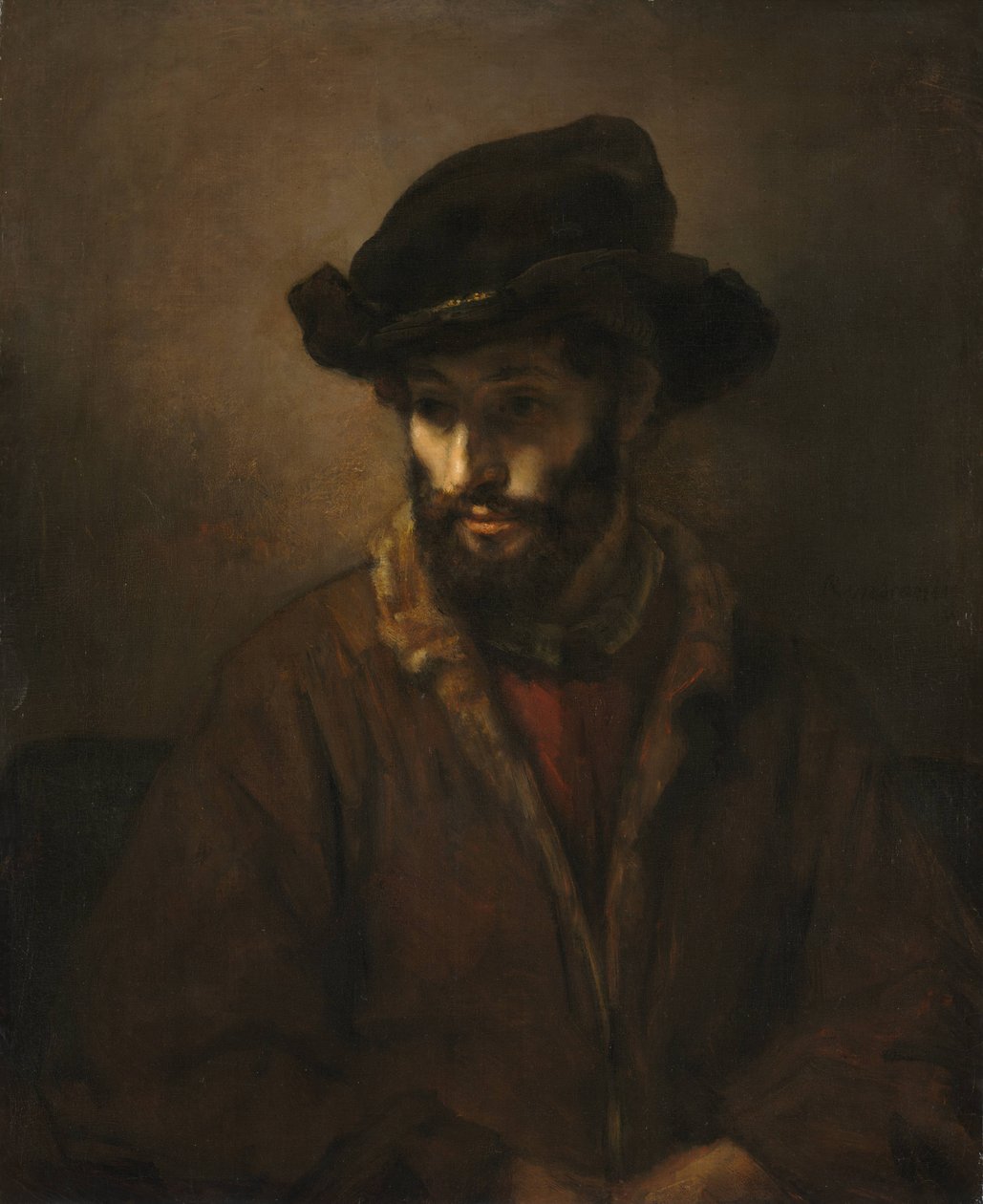 Ein bärtiger Mann mit Hut von Workshop of Rembrandt