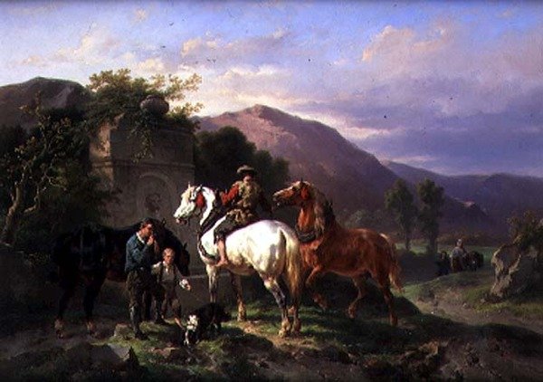 Die Pferde tränken von Wouterus Verschuur