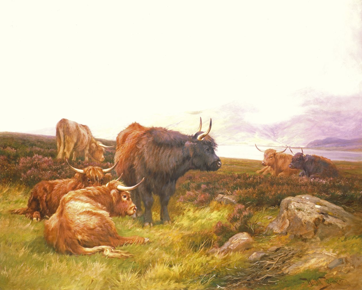Schotten an einem See von Wright Barker