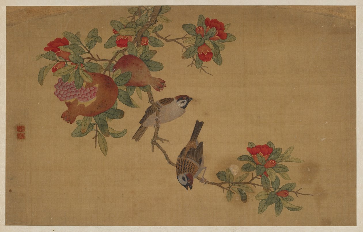 Vögel, Früchte und Blumen, Qing-Dynastie, 1741 von Wu Zhang