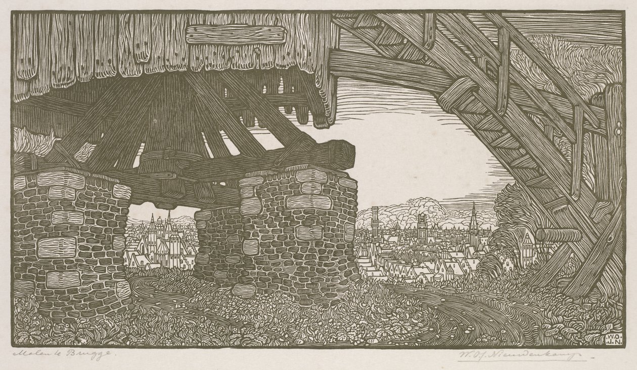 Mühle in Brügge von Wynand Otto Jan Nieuwenkamp