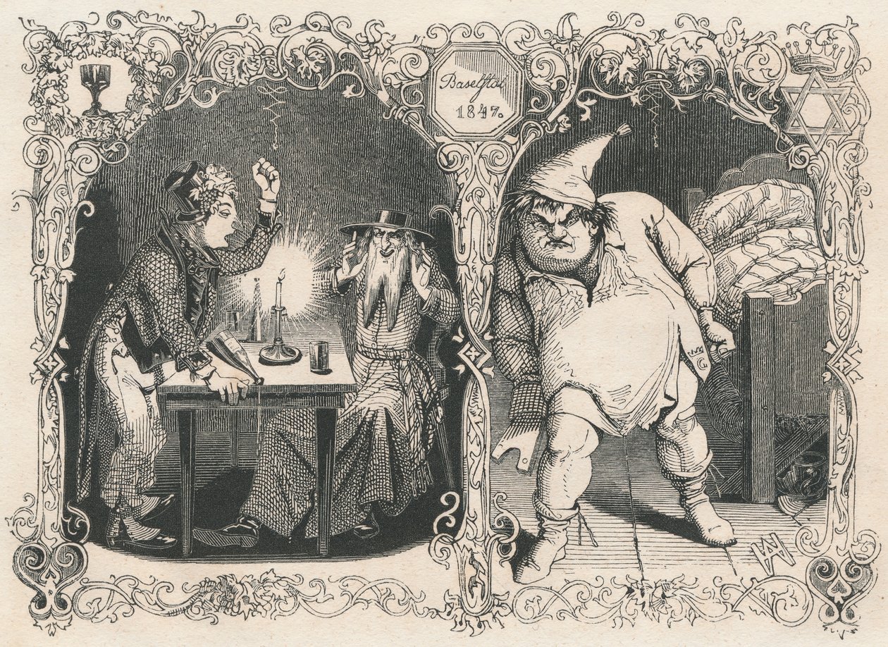 Gambrinus belauscht Bacchus und Noah von Xylographie
