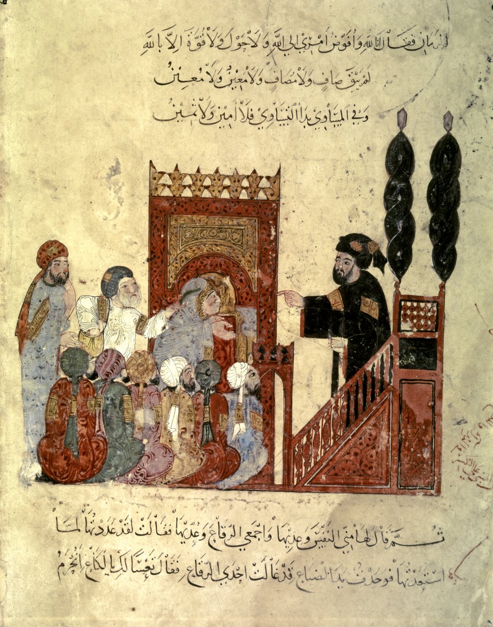 Szene in einer Moschee von Yahya ibn Mahmud Al Wasiti