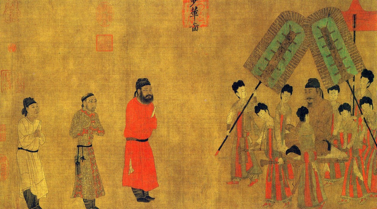 Kaiser Taizong empfängt Ludongzan, den Botschafter von Tibet von Yan Liben