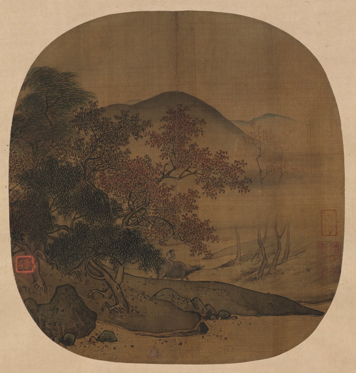 Büffel und Junge in herbstlicher Landschaft von Yan Ciping