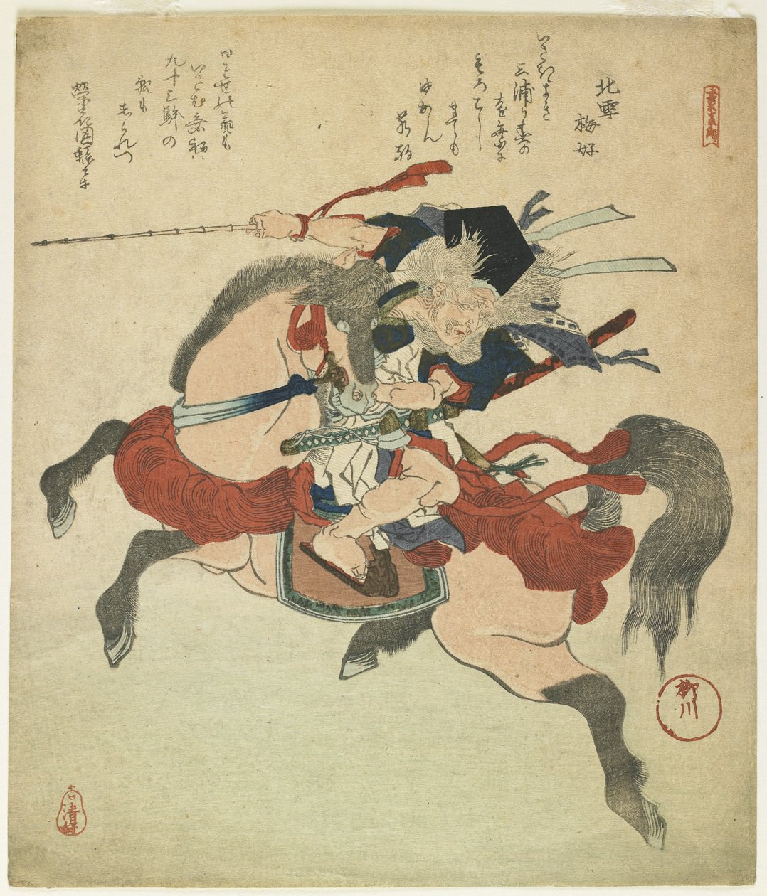 Krieger auf seinem Pferd von Yanagawa Shigenobu