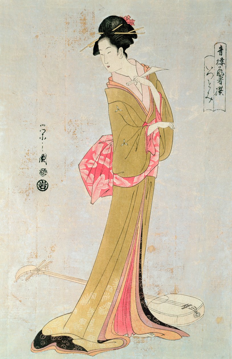 Porträt einer japanischen Frau (Farbholzschnitt) von Yeishi