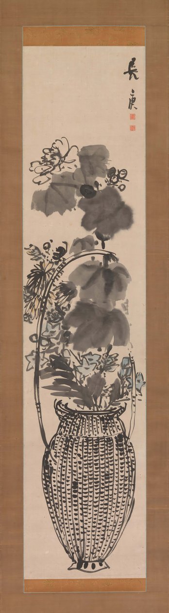 Herbstblumen in einem Bambuskorb, 1760er Jahre von Yosa Buson