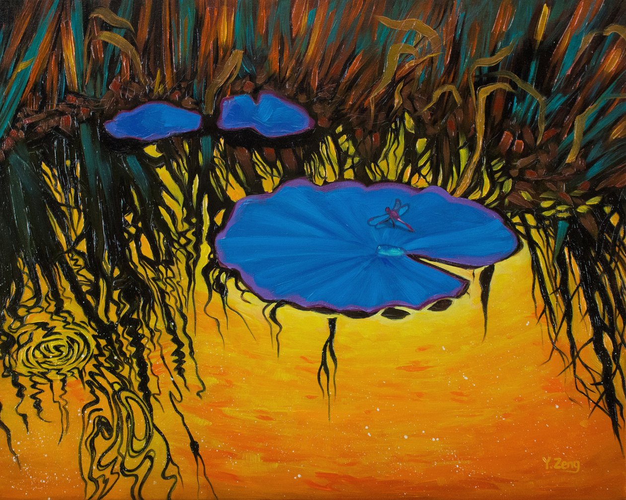 Blaue Libelle, 2023 von Yue Zeng