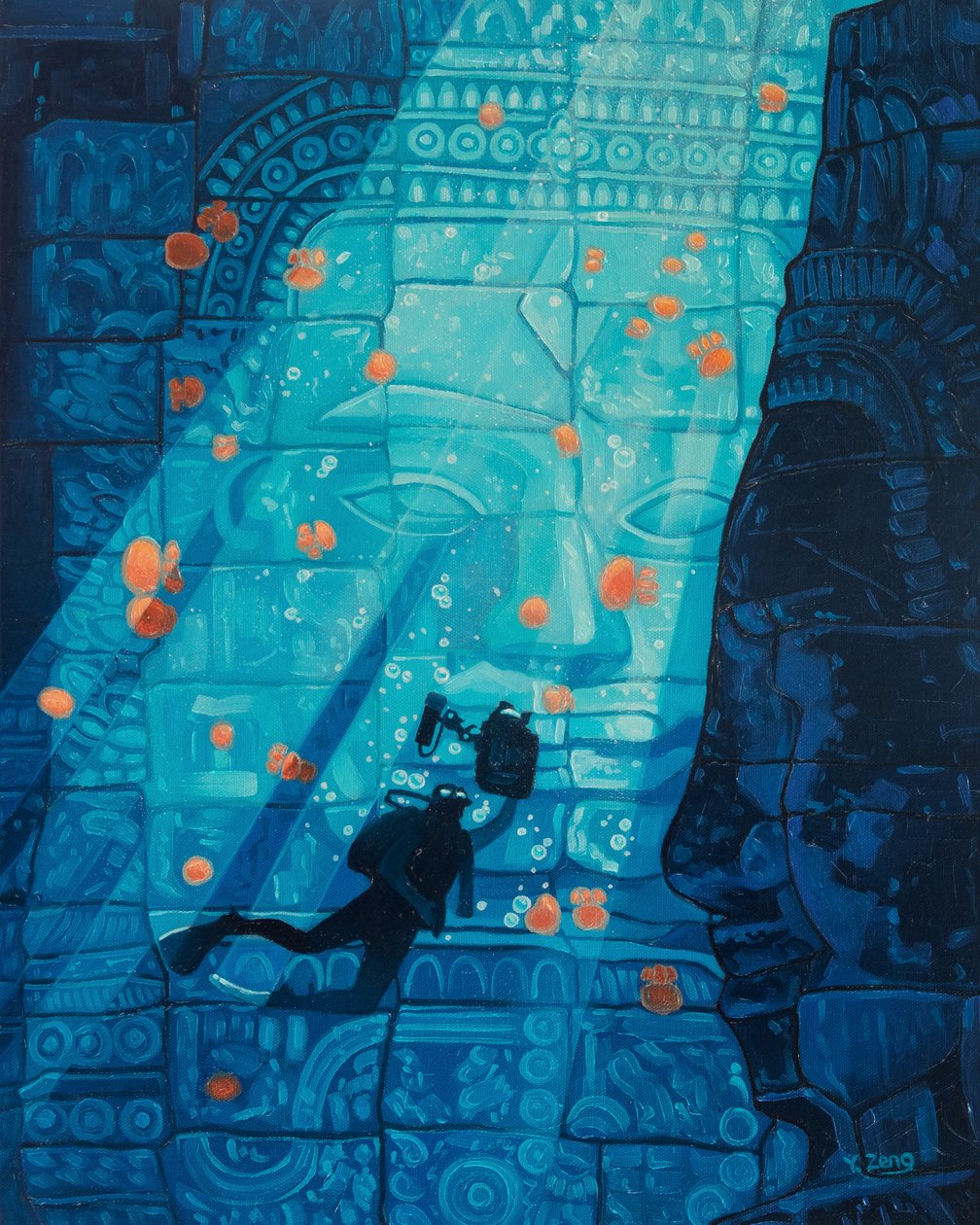 Unterwasser-Ruine, 2023 von Yue Zeng