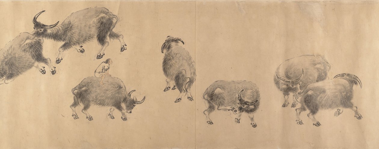 Wasserbüffel, datiert 1639 von Zhang Hong