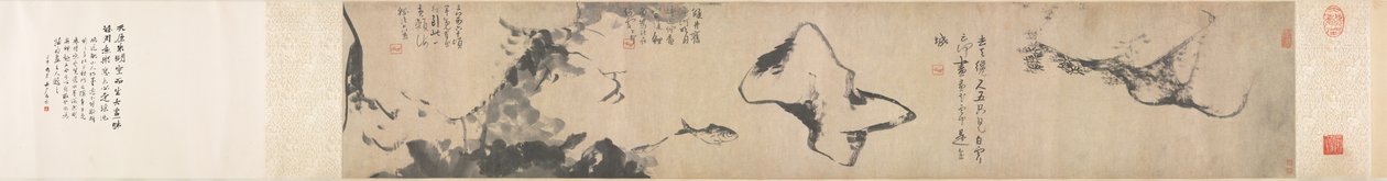 Fische und Felsen, Mitte bis Ende 1600er von Bada Shanren