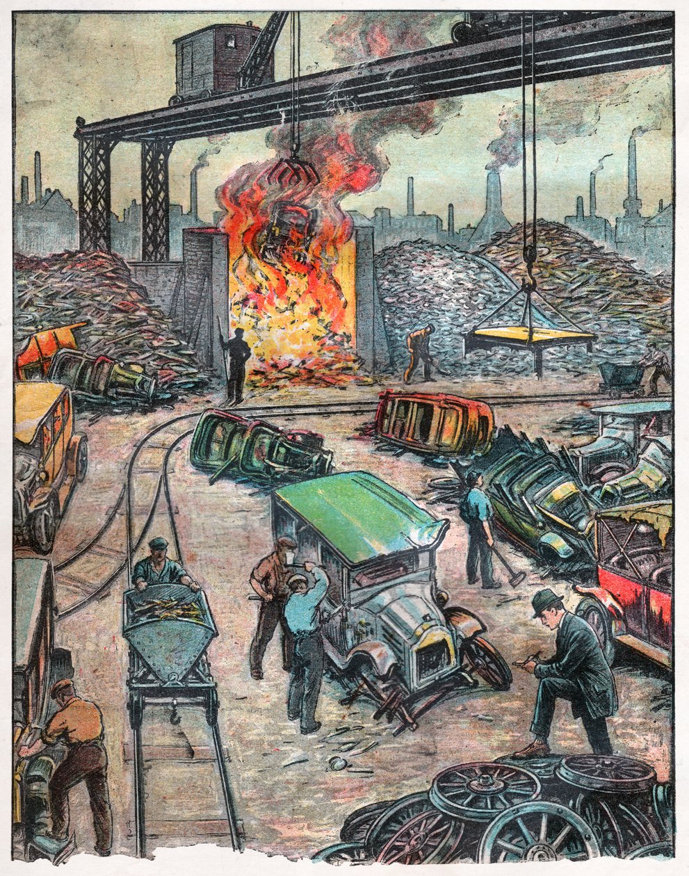 Ein Autounfall in den USA, 1924 (Illustration) von . .