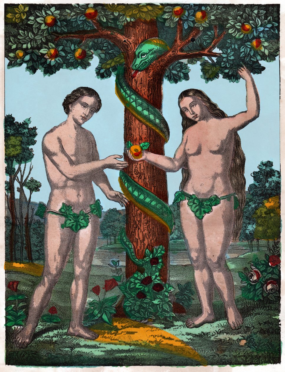 Adam und Eva, ca. 1880 (Stich) von . .