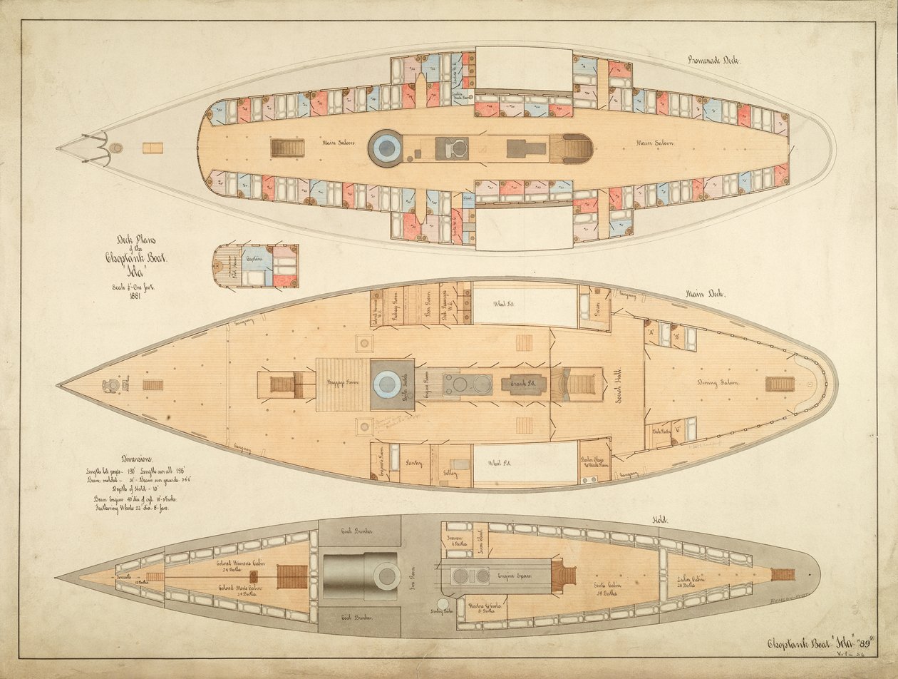 Deckpläne des Choptank-Bootes "Ida" von . .