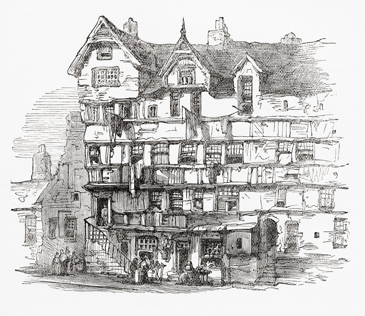 Häuser in der High Street, Edinburgh, Schottland von . .