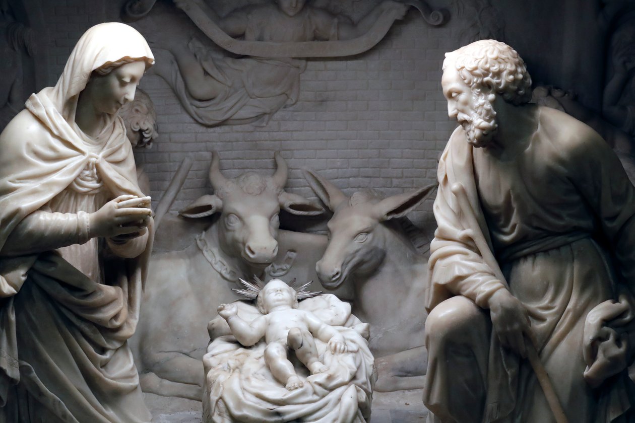 Geburtsszene. Skulptur. San Donato Kirche. Genua. Italien. von . .