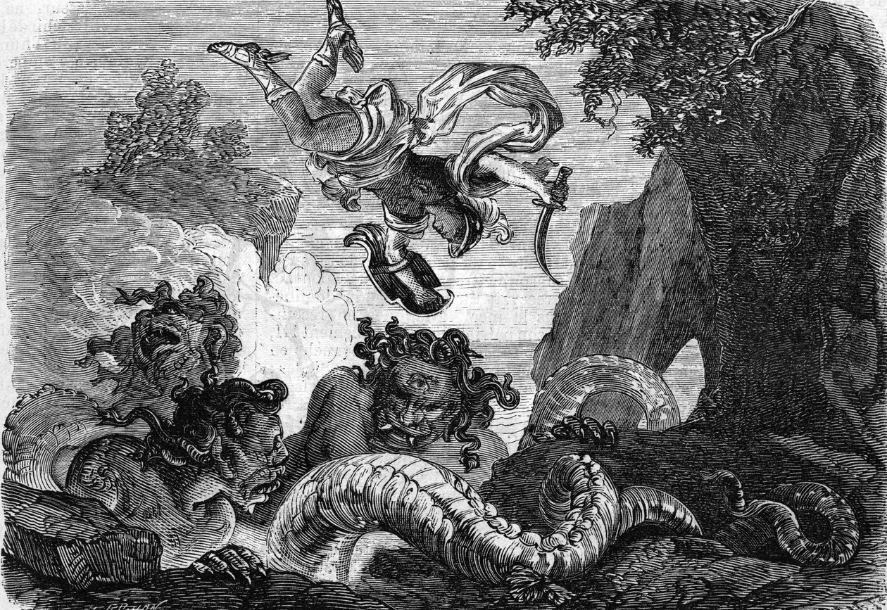 Perseus kämpft gegen die Gorgone von . .