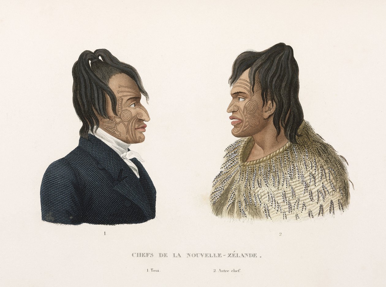 Tätowierte Maori-Häuptlinge von Neuseeland von Frederick (attr. to) Barnard