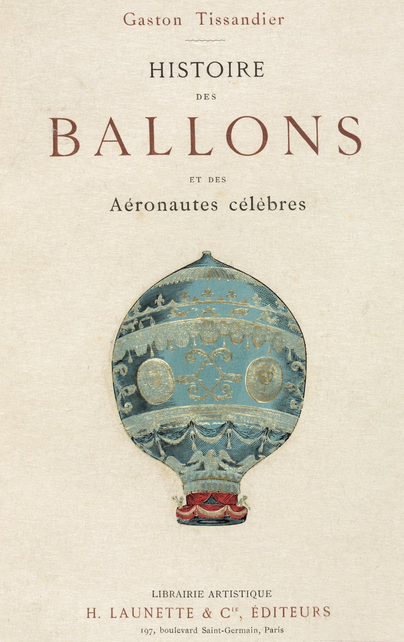 Titelseite von Tissandiers Buch über das Ballonfahren von Frederick (attr. to) Barnard