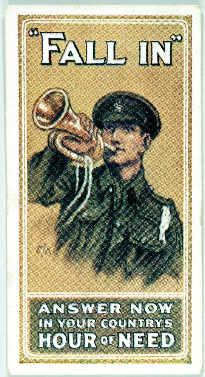 Vereinigtes Königreich: Zigarettenkarten - WW1 Rekrutierung von Ferdinand Georg Waldmuller