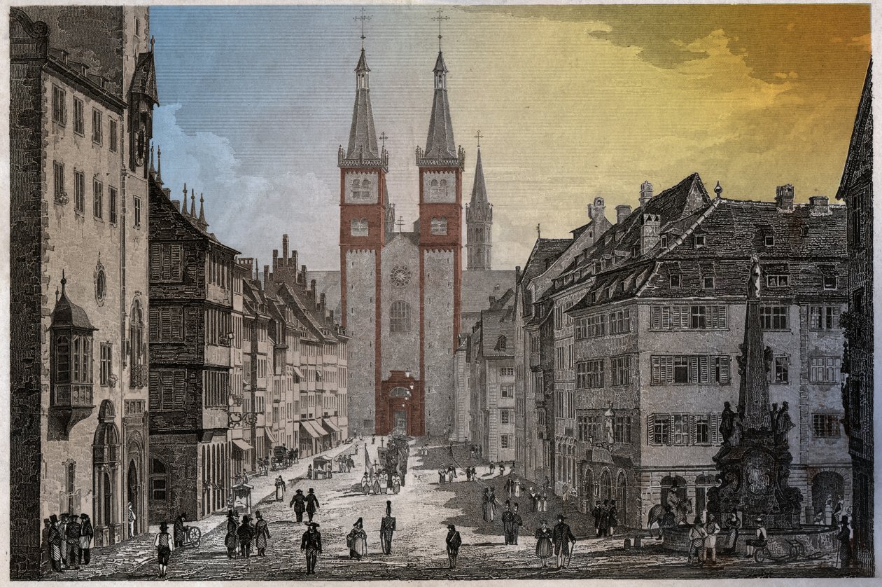 Würzburg, um 1830 (Gravur) von . .