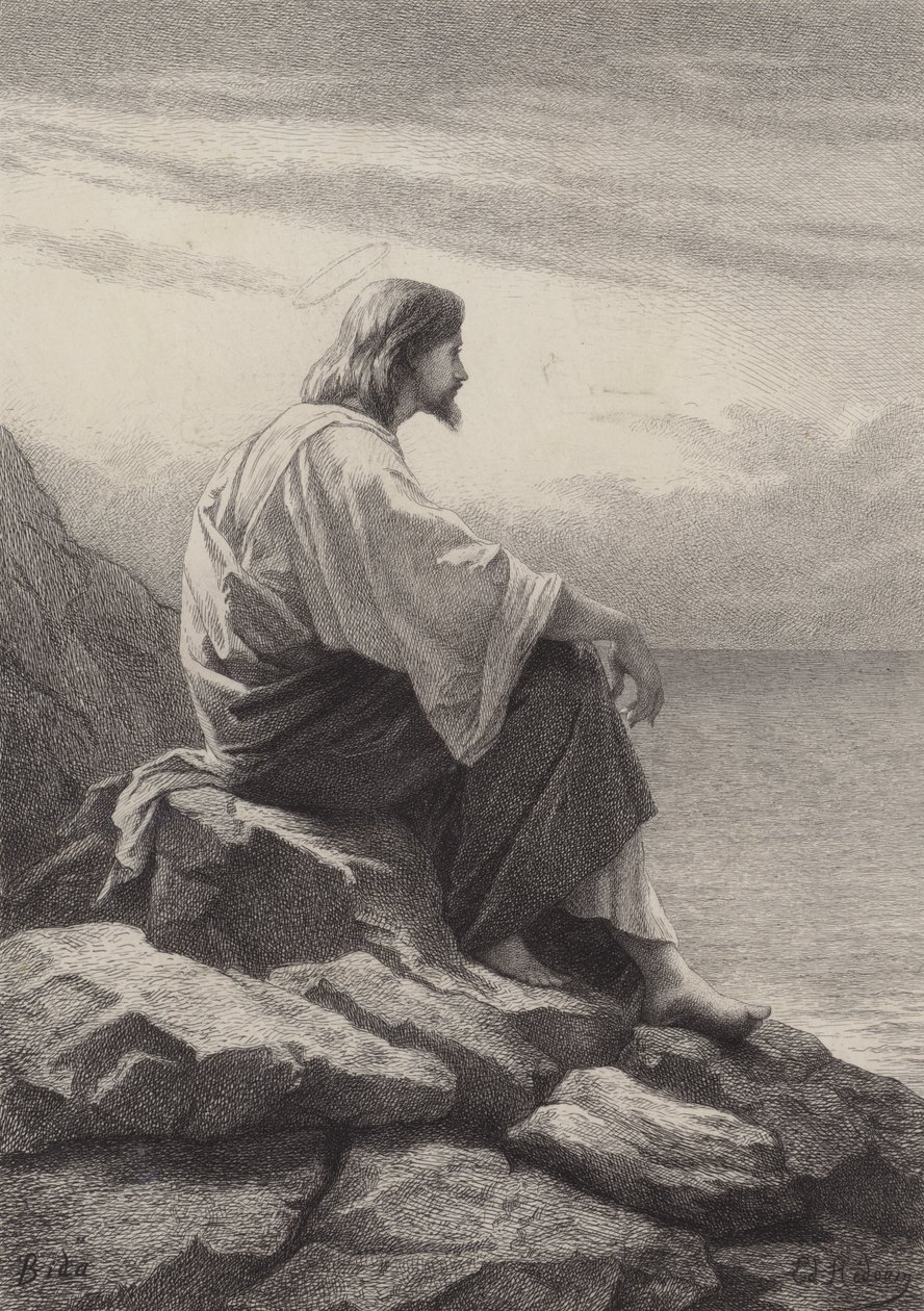 Jesus sitzt am Meer von after Albert Robida