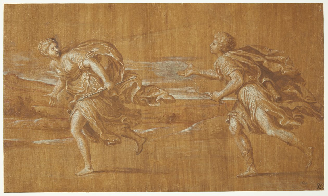 Apollo verfolgt Daphne von after Francesco Albani