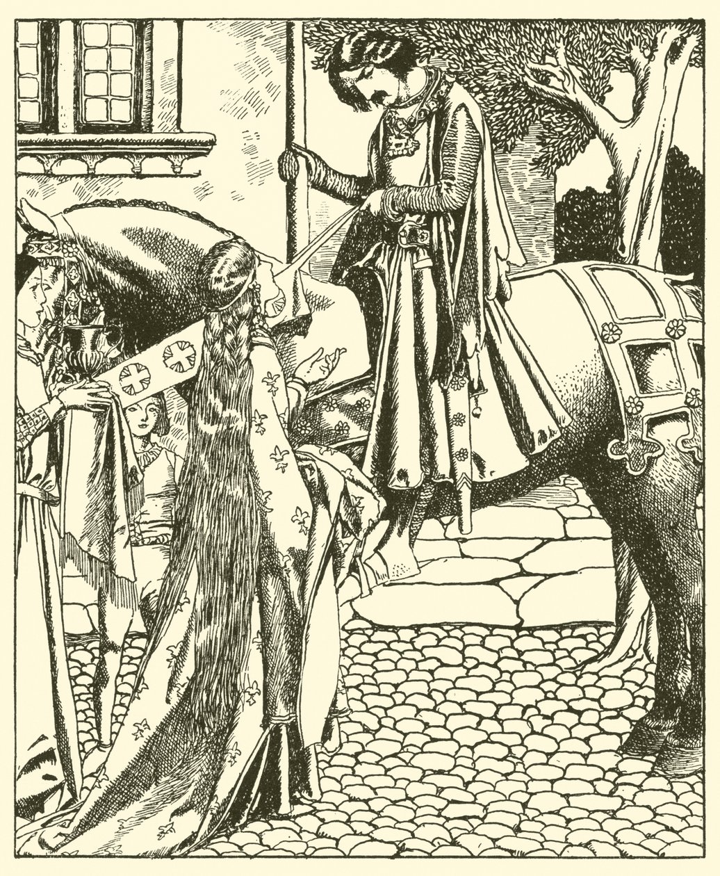 Sir Launcelot und Elouise die Schöne von after Howard Pyle