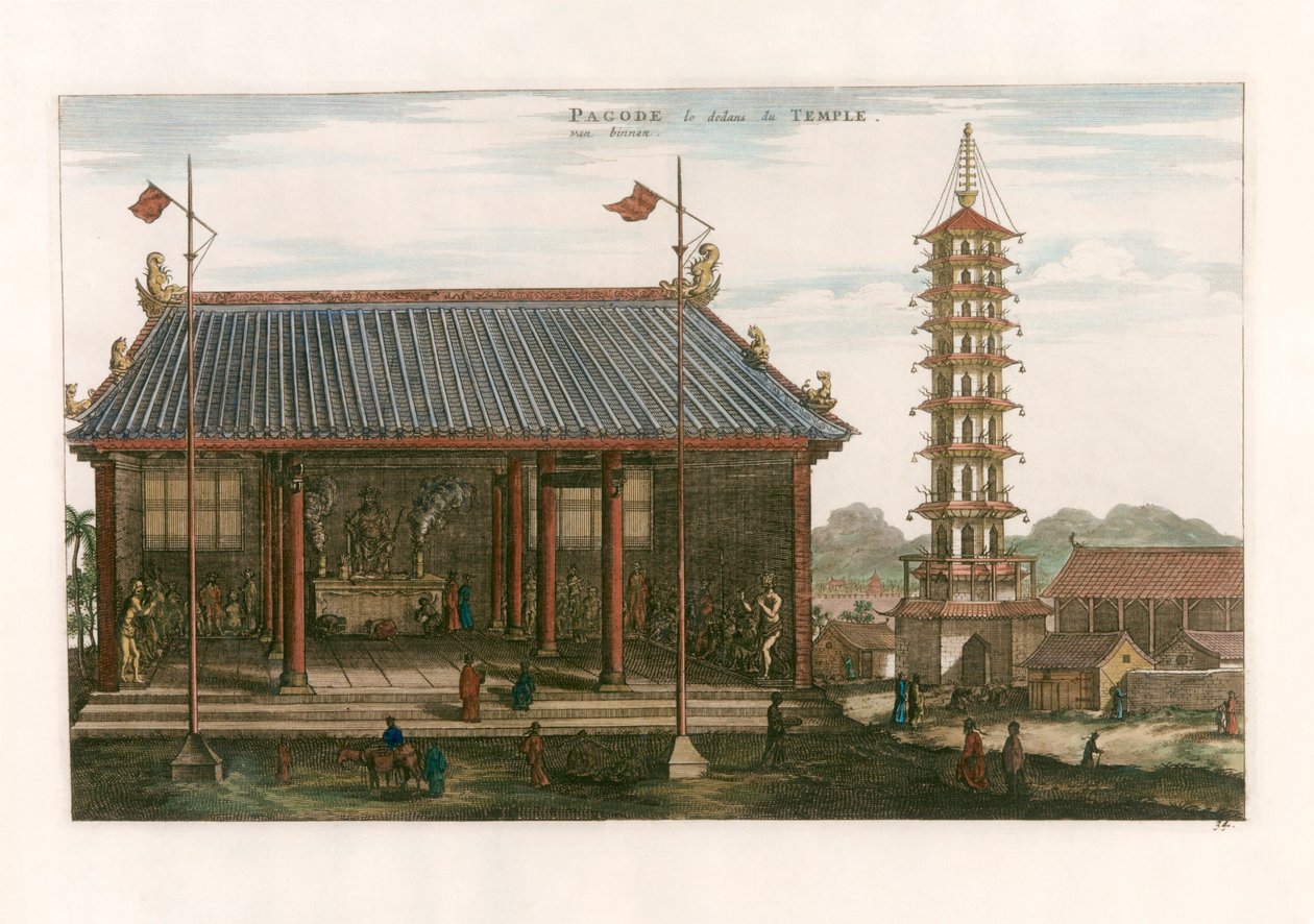 Inneres einer Pagode von after Johannes Nieuhof
