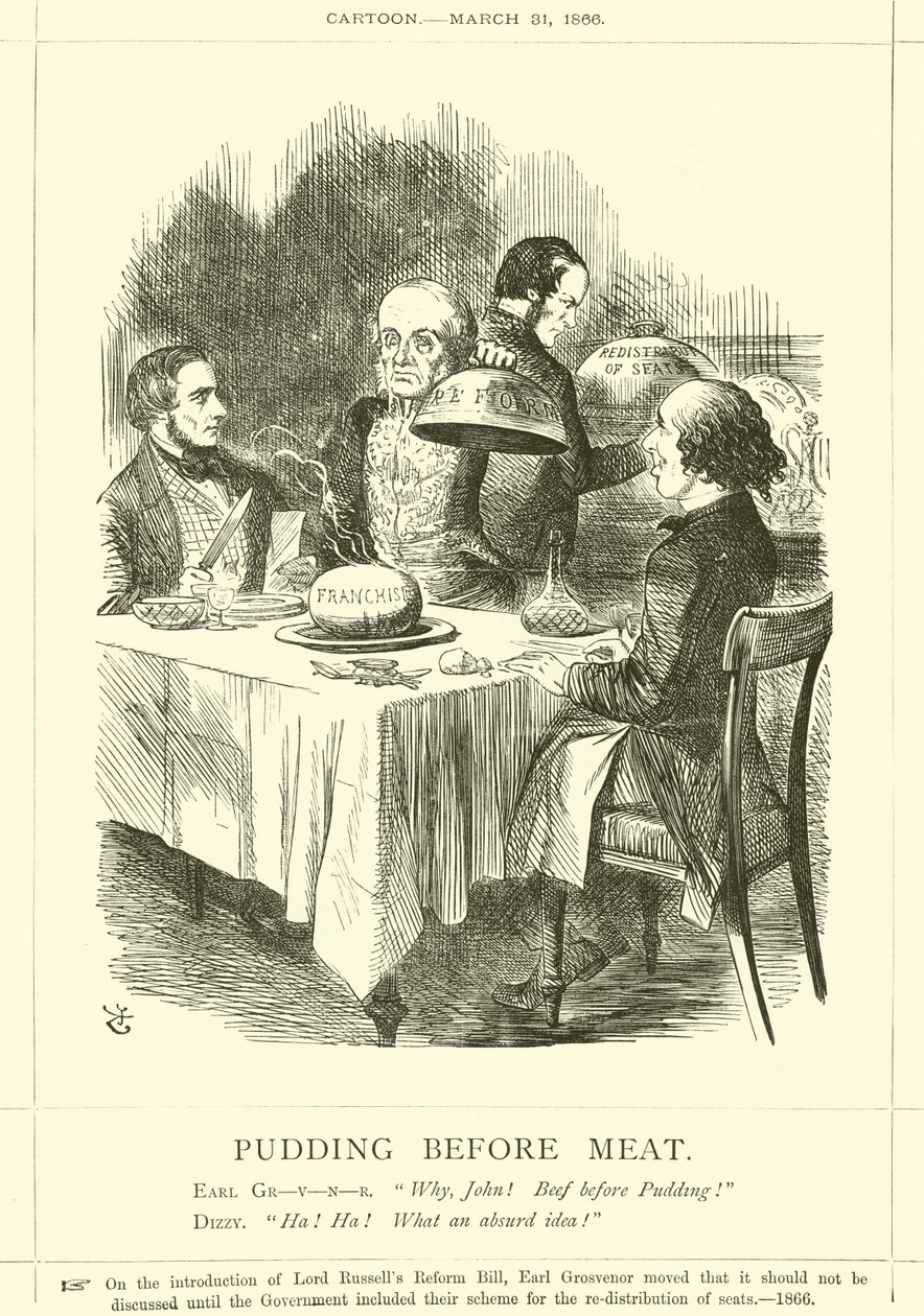 Pudding vor Fleisch von after John Tenniel