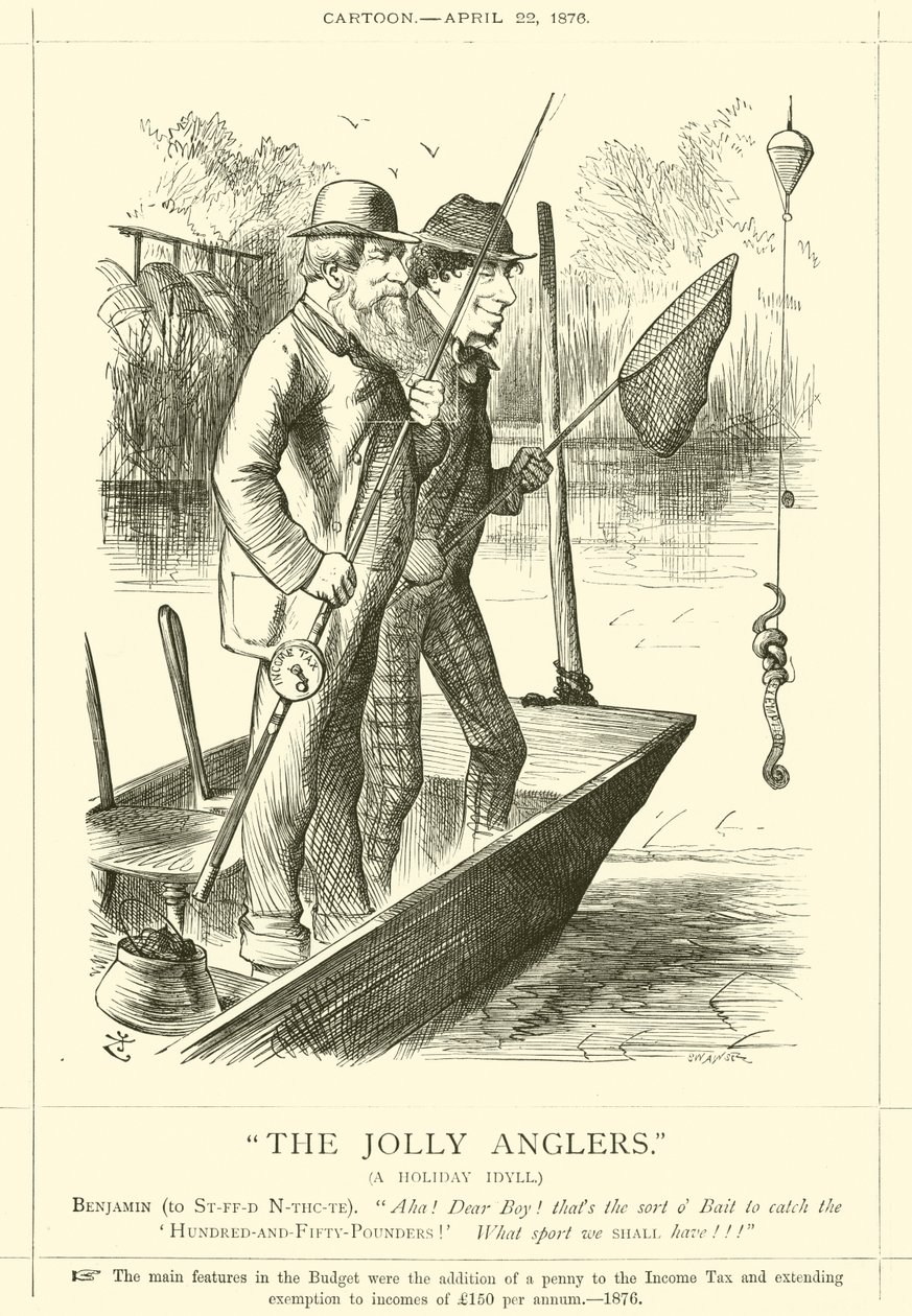 Die fröhlichen Angler, eine Urlaubsidylle von after John Tenniel