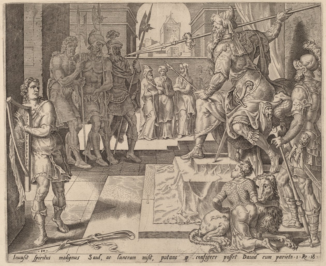 David vor Saul von after Maerten van Heemskerck