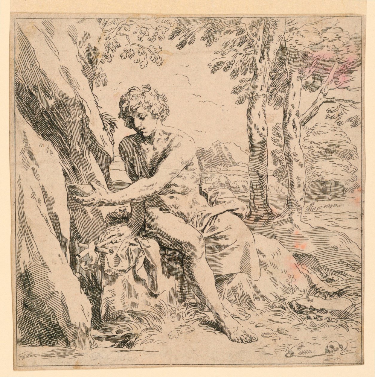 Heiliger Johannes in der Wildnis von after Simone Cantarini