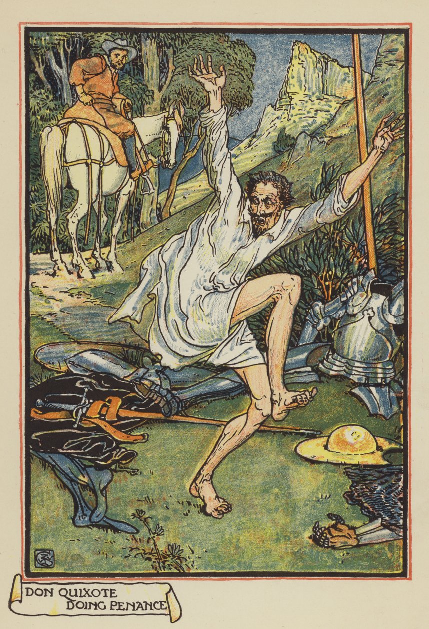 Don Quixote tut Buße von after Walter Crane