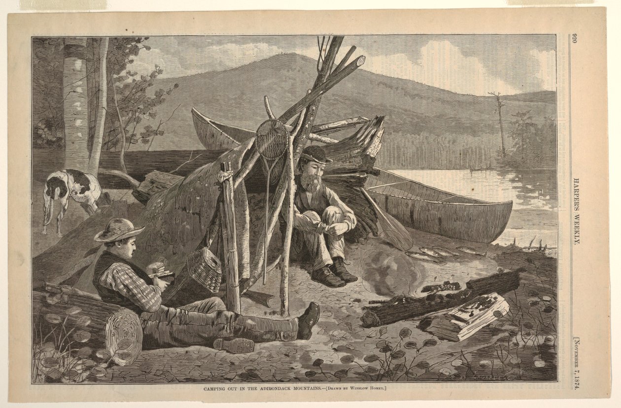 Camping in den Adirondack Mountains von after Winslow Homer