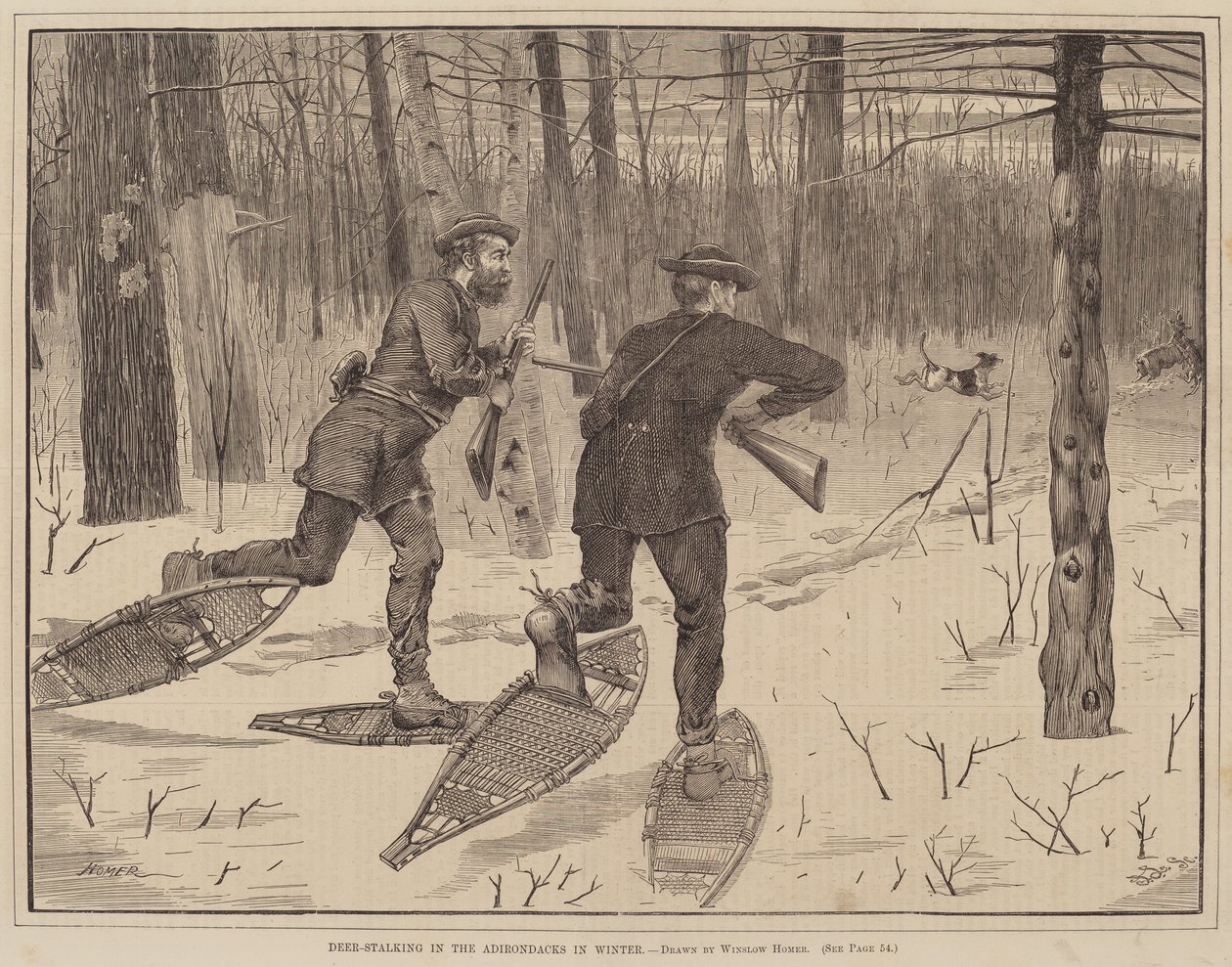 Hirschjagd in den Adirondacks im Winter von after Winslow Homer