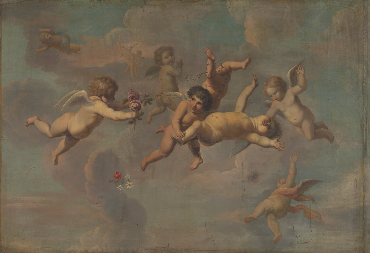 Stürzende Putti mit Blumen von anonymous 