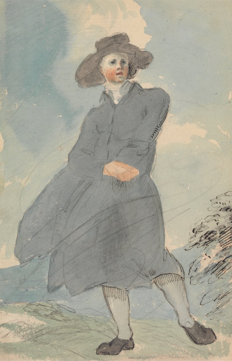Mann in einem blauen Umhang von attributed to Thomas Barker