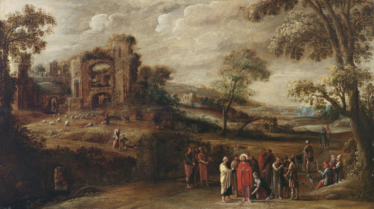 Christus heilt die blutflüssige Frau von circle of Simon Jordaens