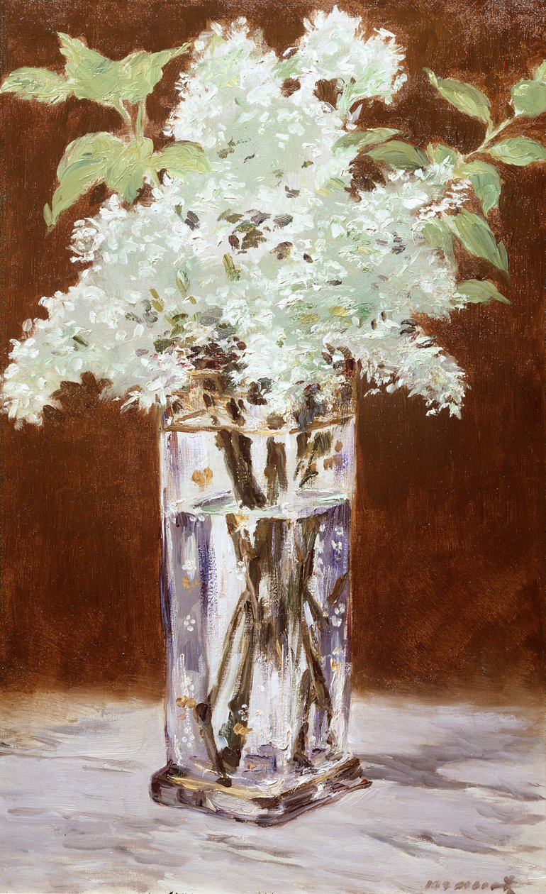Weißer Flieder in einer Kristallvase, 1882 von Édouard Manet