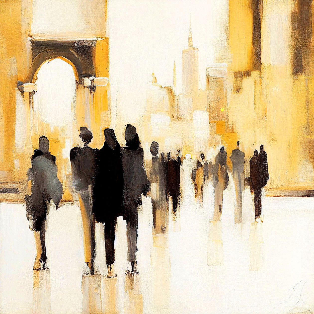 Städtisches Leben: Abstrakte impressionistische Silhouette von F. Abderrahim
