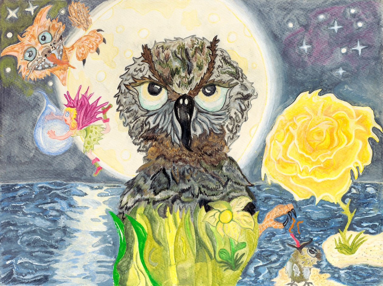 Eule bei Vollmond von positivpoetic